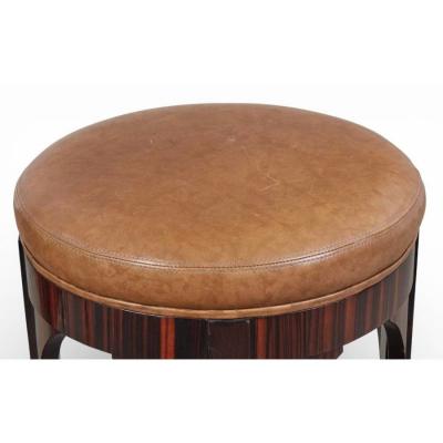  Dessin Fournir Companies Pair of Dessin Fournir Macassar Ebony Leather Jansen Bar Counter Stools