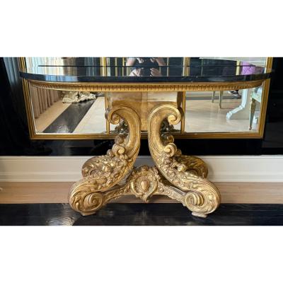  Dessin Fournir Companies Quatrain for Dessin Fournir Giltwood Marble Top Console Table 1 of 2