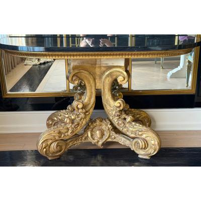 Dessin Fournir Companies Quatrain for Dessin Fournir Giltwood Marble Top Console Table 1 of 2
