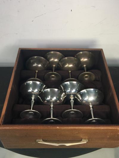  Deuberti MODERN BOXED ITALIAN SILVERPLATE CHAMPAGNE AND WINE GOBLETS