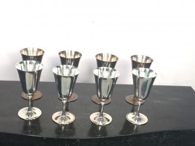  Deuberti MODERN BOXED ITALIAN SILVERPLATE CHAMPAGNE AND WINE GOBLETS