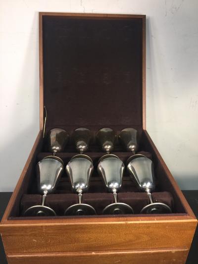  Deuberti MODERN BOXED ITALIAN SILVERPLATE CHAMPAGNE AND WINE GOBLETS