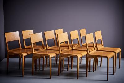  Deutsche Werkst tten Hellerau Set of 10 Erich Menzel Dining Chairs Model 50642 for Hellerau Germany