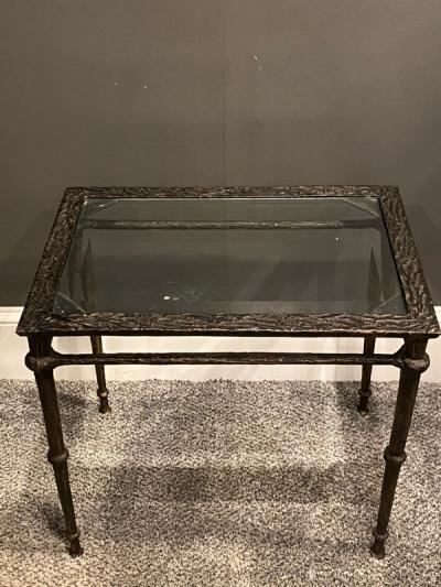  Diego Giacometti BRONZE DIEGO GIACOMETTI STYLE BRUTALIST SIDE TABLE