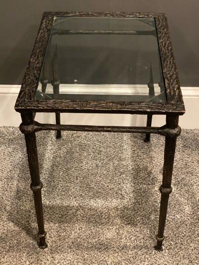  Diego Giacometti BRONZE DIEGO GIACOMETTI STYLE BRUTALIST SIDE TABLE