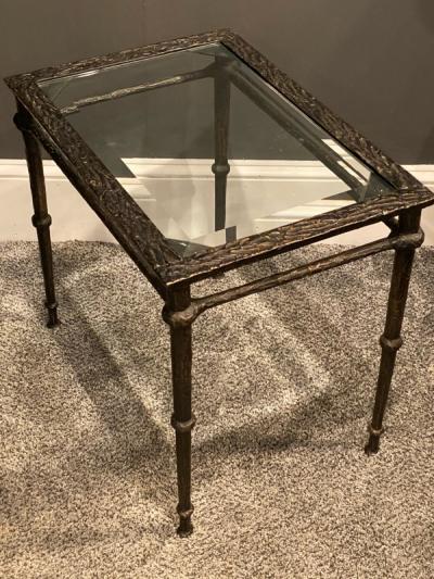  Diego Giacometti BRONZE DIEGO GIACOMETTI STYLE BRUTALIST SIDE TABLE