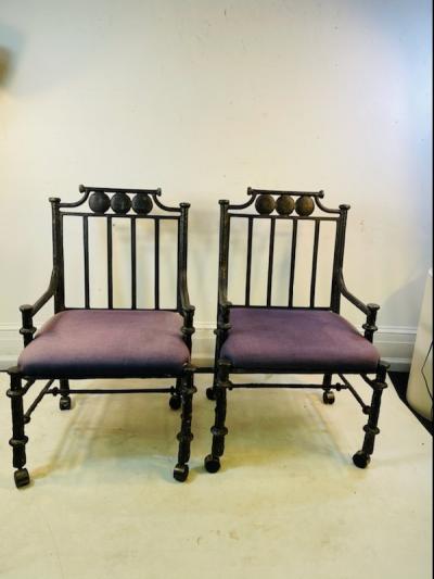  Diego Giacometti BRUTALIST PAIR OF METAL ARM CHAIRS IN THE MANNER OF DIEGO GIACOMETTI