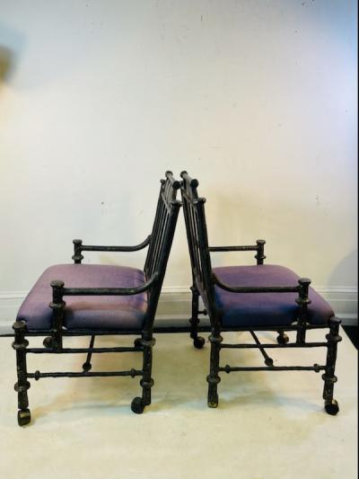  Diego Giacometti BRUTALIST PAIR OF METAL ARM CHAIRS IN THE MANNER OF DIEGO GIACOMETTI