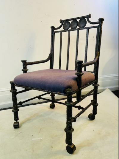  Diego Giacometti BRUTALIST PAIR OF METAL ARM CHAIRS IN THE MANNER OF DIEGO GIACOMETTI