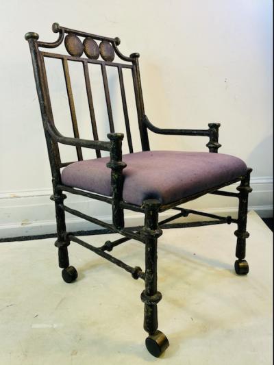  Diego Giacometti BRUTALIST PAIR OF METAL ARM CHAIRS IN THE MANNER OF DIEGO GIACOMETTI