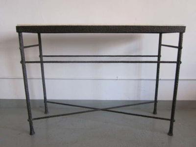  Diego Giacometti French Mid Century Modern Style Hand Hammered Iron Console Manner of Giacometti