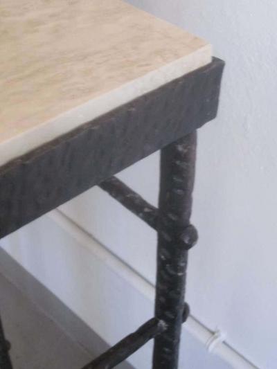  Diego Giacometti French Mid Century Modern Style Hand Hammered Iron Console Manner of Giacometti