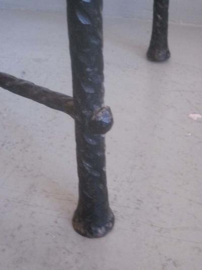  Diego Giacometti French Mid Century Modern Style Hand Hammered Iron Console Manner of Giacometti