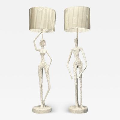  Diego Giacometti Giacometti Inspired Contemporary White Floor Lamps Plaster Wood 2024