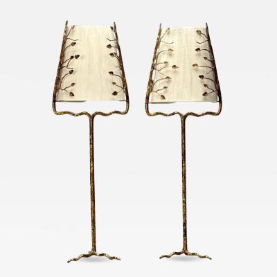  Diego Giacometti Giacometti Style Modern Floor Lamps Branch Motif Hammered Bronze