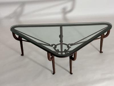  Diego Giacometti Iron Coffee Table w Brown Painted Plaster Finish Manner of Diego Giacometti