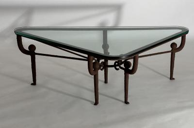  Diego Giacometti Iron Coffee Table w Brown Painted Plaster Finish Manner of Diego Giacometti