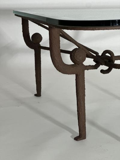  Diego Giacometti Iron Coffee Table w Brown Painted Plaster Finish Manner of Diego Giacometti