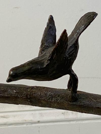  Diego Giacometti MONUMENTAL GIACOMETTI STYLE BRUTALIST BRONZE OWL AND BIRD DINING TABLE