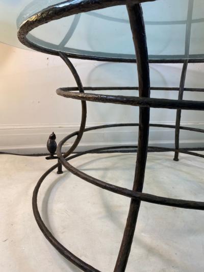  Diego Giacometti MONUMENTAL GIACOMETTI STYLE BRUTALIST BRONZE OWL AND BIRD DINING TABLE