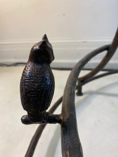  Diego Giacometti MONUMENTAL GIACOMETTI STYLE BRUTALIST BRONZE OWL AND BIRD DINING TABLE