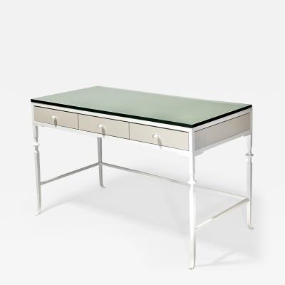  Diego Giacometti White Plastered Iron Desk Style of Giacometti 1970