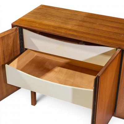  Dillingham Dillingham Mid Century Walnut and Cane Sideboard Credenza and Hutch
