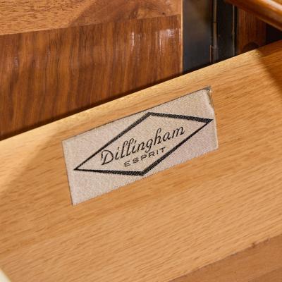  Dillingham Dillingham Mid Century Walnut and Cane Sideboard Credenza and Hutch