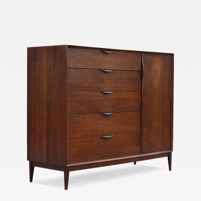  Dillingham Manufacturing Company Large Mid Century Modern Walnut Tall 7 Drawer Door Dresser Dillingham
