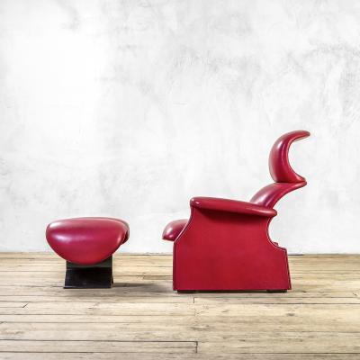  Dino Gavina Studio Simon Dino Gavina Armchair with Pouf mod Viscontea