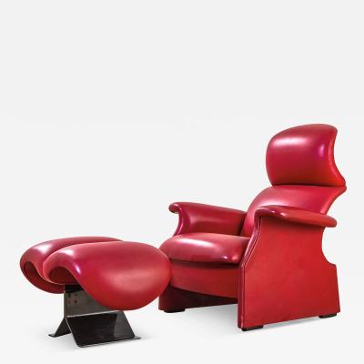  Dino Gavina Studio Simon Dino Gavina Armchair with Pouf mod Viscontea