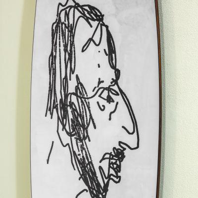  Dino Gavina Studio Simon Panel Mirror with Autoportrait of Carlo Scarpa for Gavina