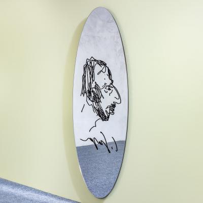  Dino Gavina Studio Simon Panel Mirror with Autoportrait of Carlo Scarpa for Gavina