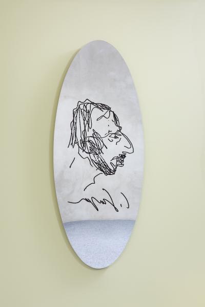  Dino Gavina Studio Simon Panel Mirror with Autoportrait of Carlo Scarpa for Gavina