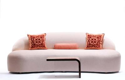  Directional Blush Pink Boucle Sculptural Sofa by Directional circa 1980