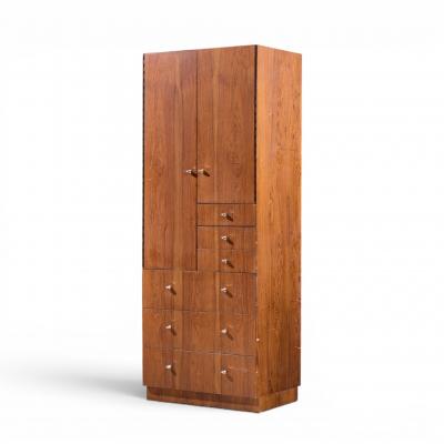  Directional Directional Mid Century Walnut and Chrome Armoire Dresser