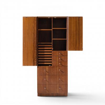  Directional Directional Mid Century Walnut and Chrome Armoire Dresser