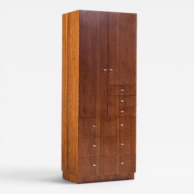  Directional Directional Mid Century Walnut and Chrome Armoire Dresser