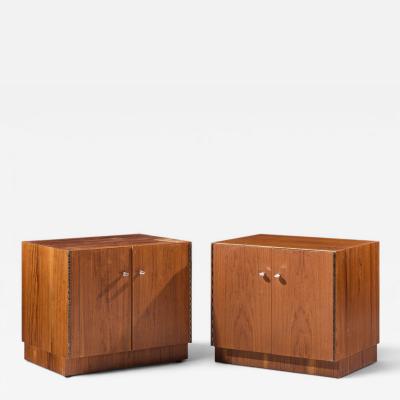  Directional Directional Mid Century Walnut and Chrome Nightstands Pair