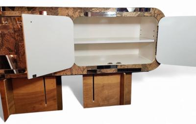  Directional Directional Wall Cabinet of Cork and Chrome in the Style of Paul Evans 1980s