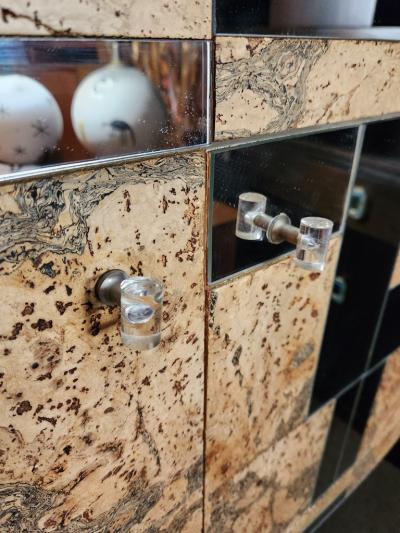  Directional Directional Wall Cabinet of Cork and Chrome in the Style of Paul Evans 1980s