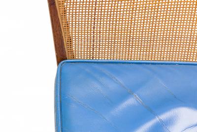  Directional Kipp Stewart for Directional American Walnut Cane and Blue Leather Chairs
