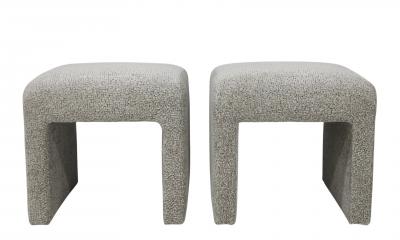  Directional Pair of Directional Ottomans in a Zinc Velvet