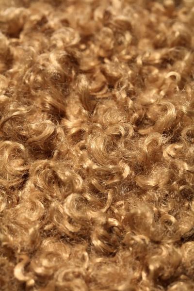  Directional Pair of Directional Post Modern Poufs Ottomans in Curly Camel Teddy Bear Fabric