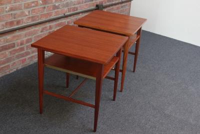  Directional Pair of Paul Mccobb Calvin Group Mahogany and Brass Nightstands for Directional