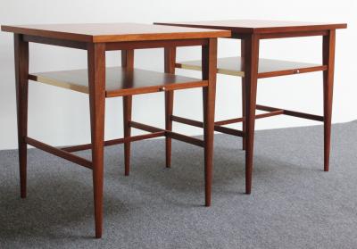  Directional Pair of Paul Mccobb Calvin Group Mahogany and Brass Nightstands for Directional