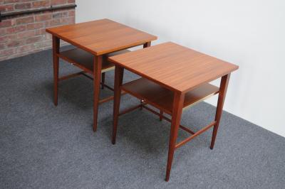  Directional Pair of Paul Mccobb Calvin Group Mahogany and Brass Nightstands for Directional