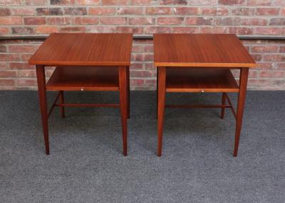 Directional Pair of Paul Mccobb Calvin Group Mahogany and Brass Nightstands for Directional