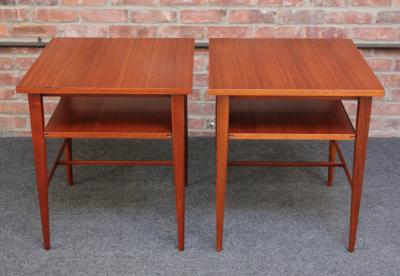  Directional Pair of Paul Mccobb Calvin Group Mahogany and Brass Nightstands for Directional