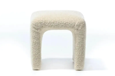  Directional Pair of Waterfall Benches Newly Upholstered in Ivory White Boucl circa 1970s